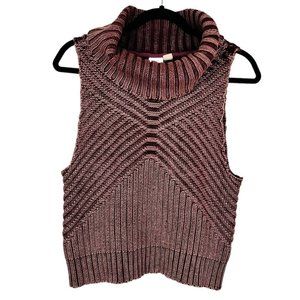 Anthropologie Some Days Lovin Cowl Neck Burgundy Cable Knit Sleeveless size S